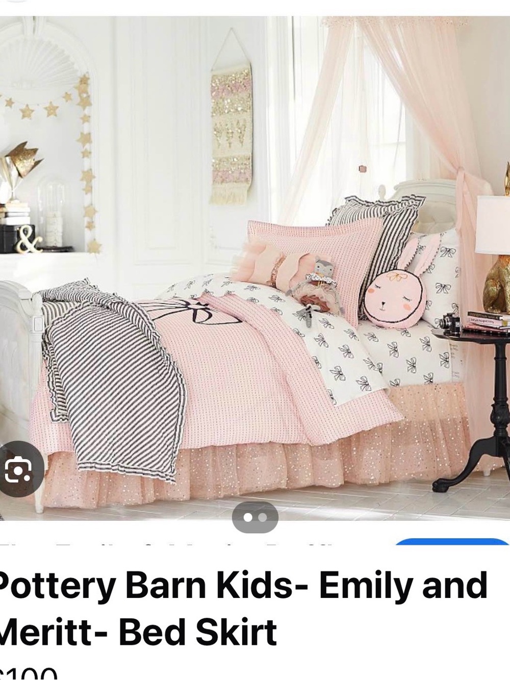 Twin Bed Pink Glitter Bedskirt Emily and Meritt